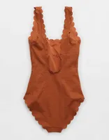 Aerie Waffle Scalloped One Piece Swimsuit