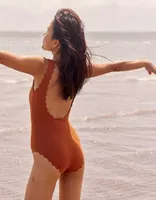 Aerie Waffle Scalloped One Piece Swimsuit