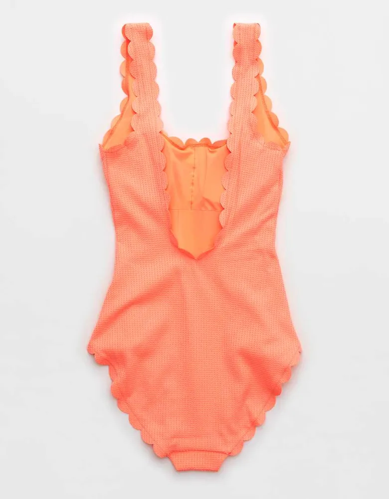 Aerie Waffle Scalloped One Piece Swimsuit