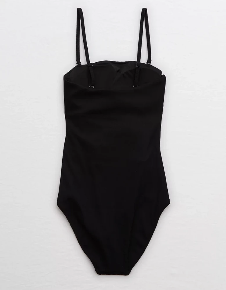 Aerie Ribbed Wrap Strapless One Piece Swimsuit