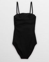 Aerie Ribbed Wrap Strapless One Piece Swimsuit