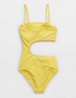 Aerie Terry Cut Out Bandeau One Piece Swimsuit