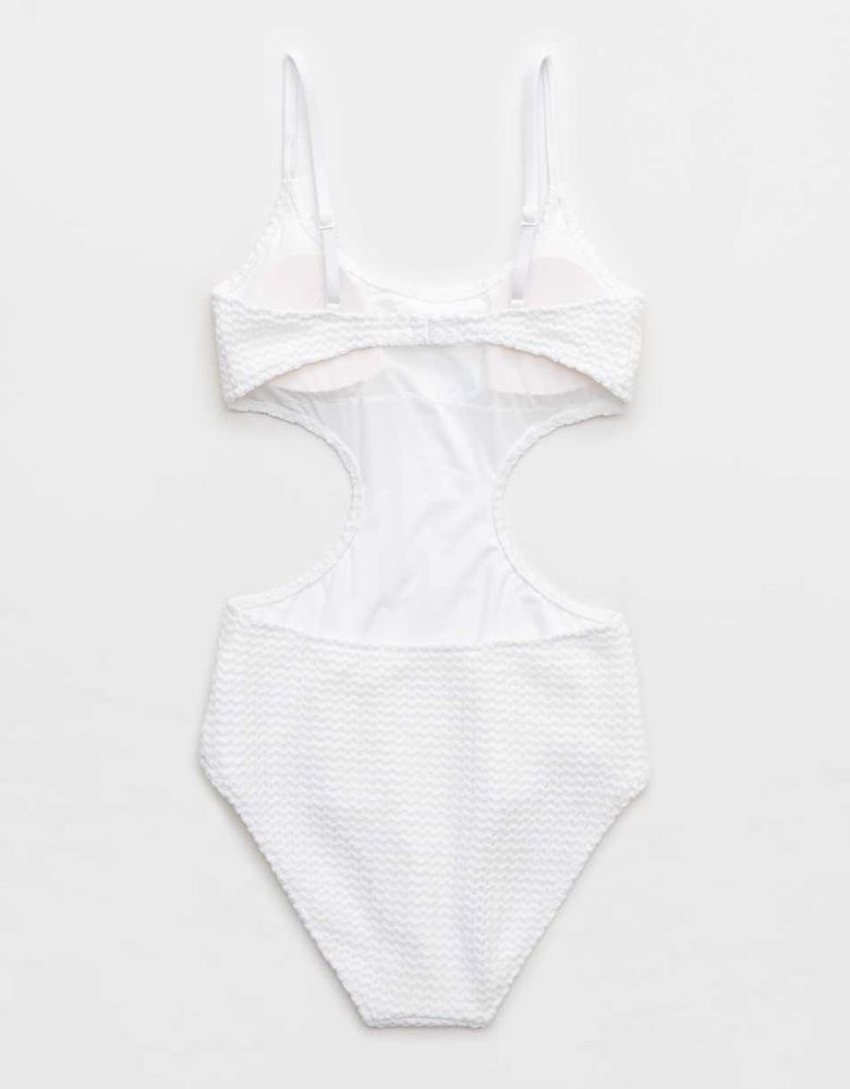 Aerie Textured Side Scoop One Piece Swimsuit
