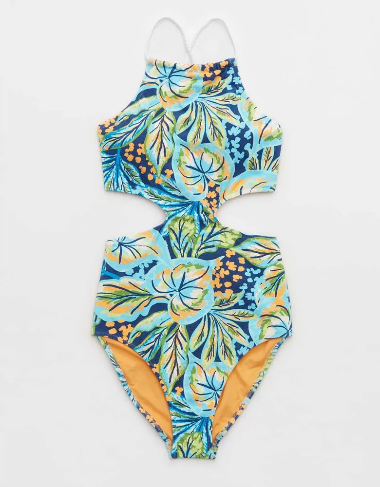 Aerie Ribbed Tie Back One Piece Swimsuit