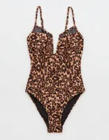 Aerie Leopard V Wire Bandeau Bikini Top