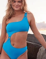 Aerie Wide Rib Cut Out One Shoulder Ring Piece Swimsuit