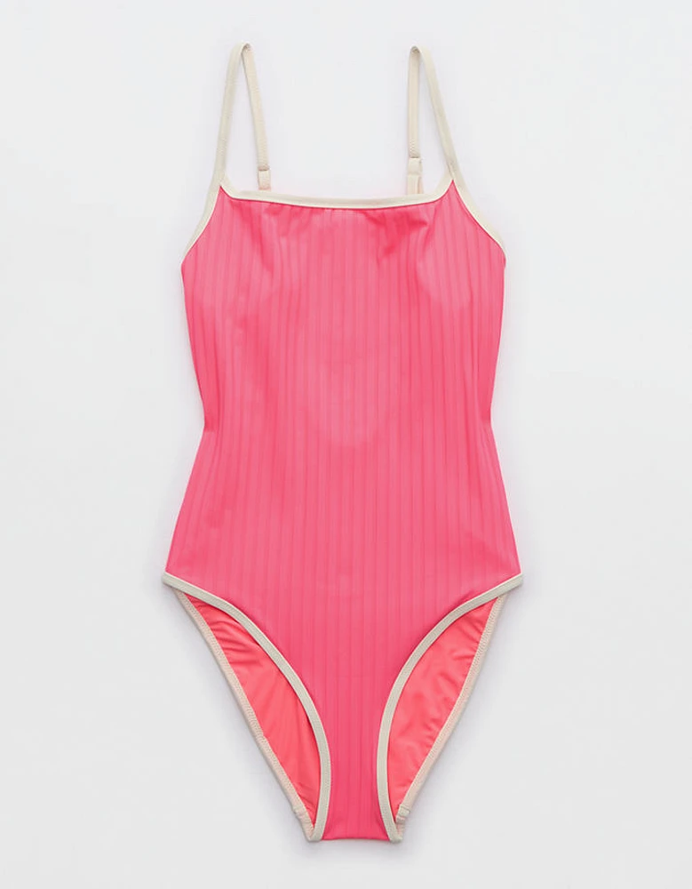 Aerie Wide Rib Scoop Full Coverage One Piece Swimsuit