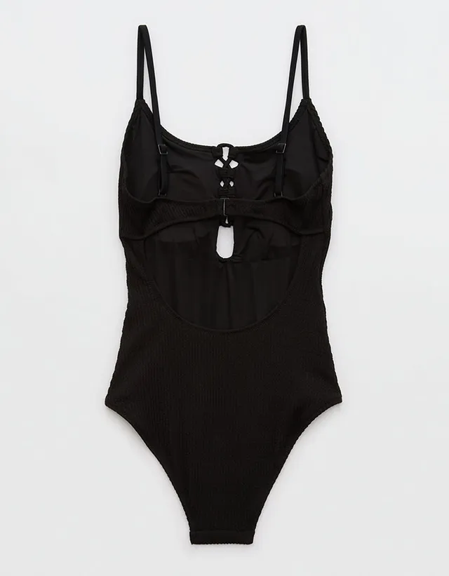 Aerie Crinkle Wide Strap Scoop One Piece Swimsuit
