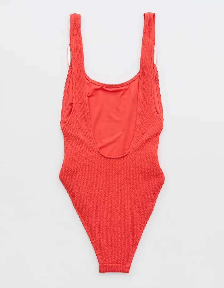 Aerie Crinkle Birthday Scoop Cheekiest One Piece Swimsuit