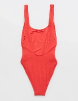 Aerie Crinkle Birthday Scoop Cheekiest One Piece Swimsuit