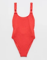 Aerie Crinkle Birthday Scoop Cheekiest One Piece Swimsuit