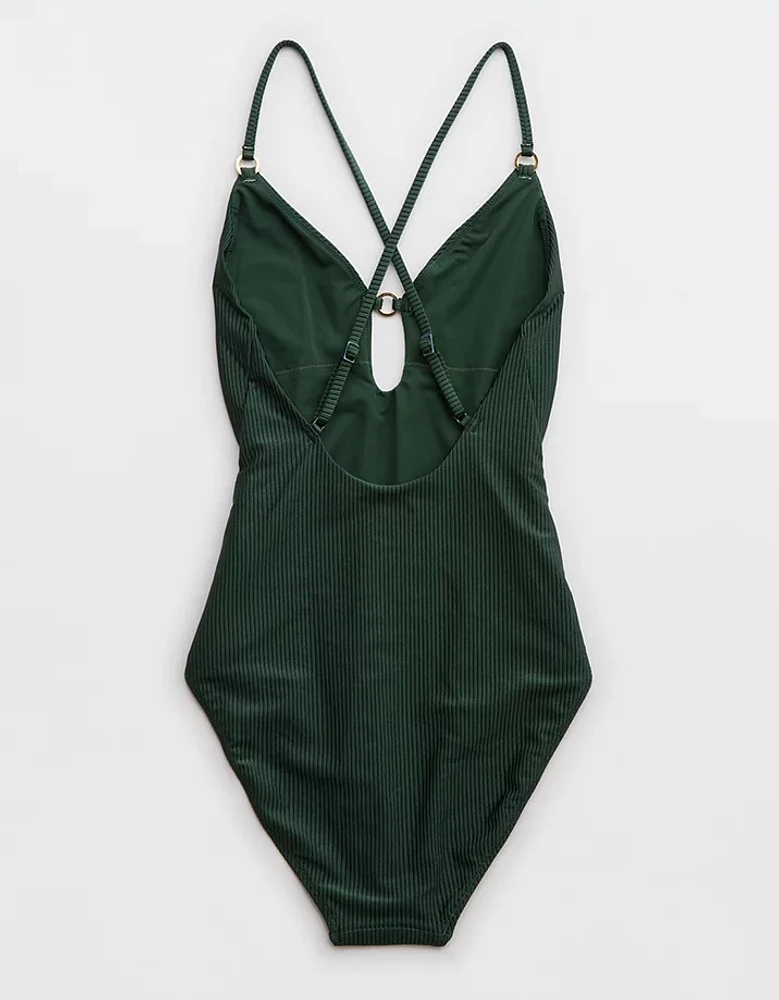 Aerie Shine Rib Full Coverage One Piece Swimsuit