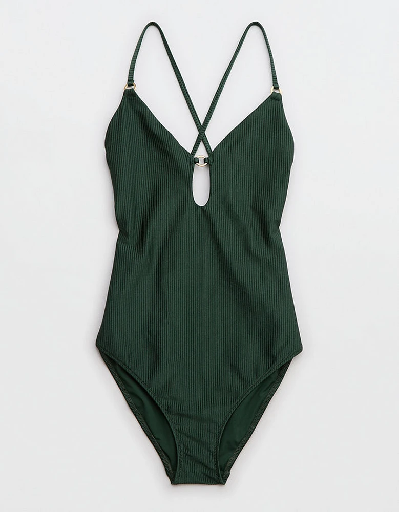 Aerie Shine Rib Full Coverage One Piece Swimsuit