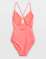 Aerie Shine Rib Full Coverage One Piece Swimsuit