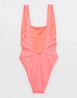 Aerie Shine Rib Birthday Scoop Cheekiest One Piece Swimsuit