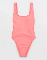 Aerie Shine Rib Birthday Scoop Cheekiest One Piece Swimsuit