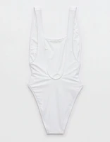Aerie Shine Rib Birthday Scoop Cheekiest One Piece Swimsuit