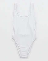 Aerie Shine Rib Birthday Scoop Cheekiest One Piece Swimsuit