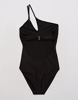 Aerie Shine Rib One Shoulder Full Coverage Piece Swimsuit