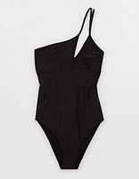 Aerie Shine Rib One Shoulder Full Coverage Piece Swimsuit