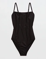 Aerie Shine Rib Scoop Full Coverage One Piece Swimsuit