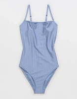 Aerie Shine Rib Scoop Full Coverage One Piece Swimsuit