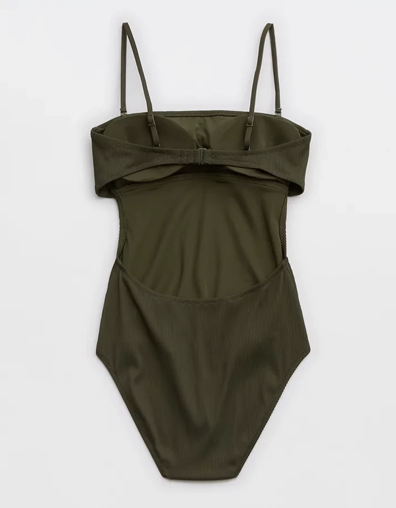 Aerie Ribbed Strapless One Piece Swimsuit