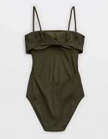 Aerie Ribbed Strapless One Piece Swimsuit