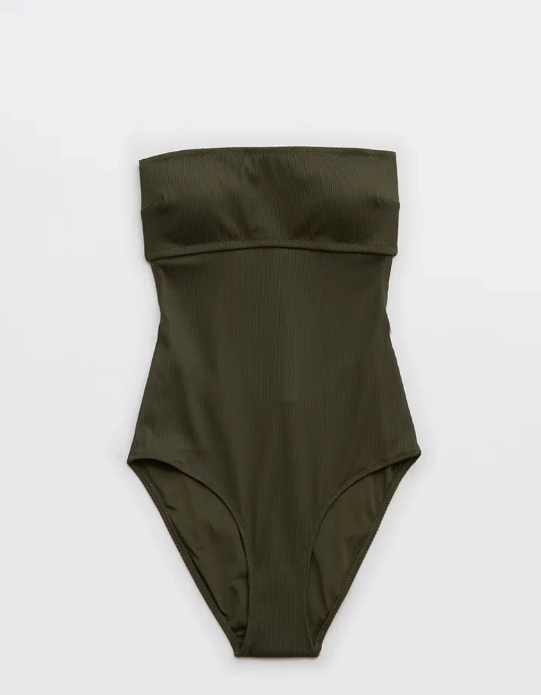 Aerie Ribbed Strapless One Piece Swimsuit