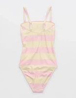 Aerie The Wavemaker One Piece Striped Swimsuit