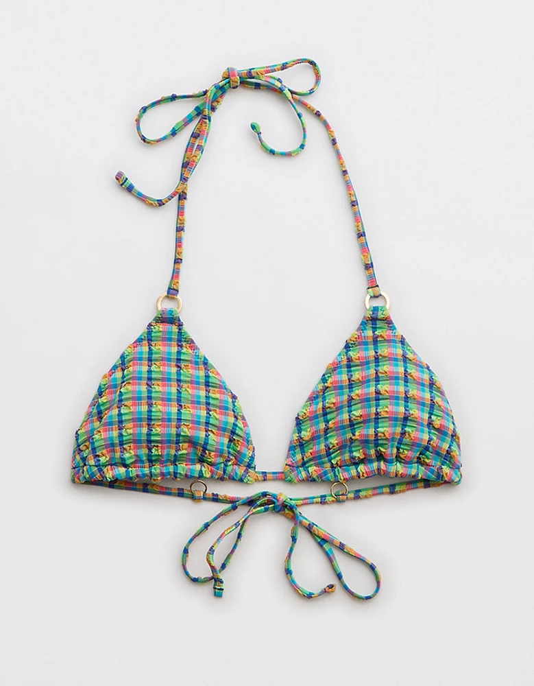 Aerie Gingham String Triangle Bikini Top