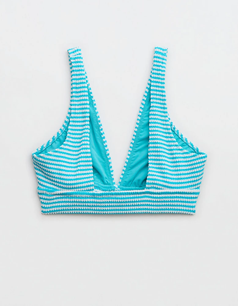 Aerie Crinkle Stripe Longline Plunge Bikini Top