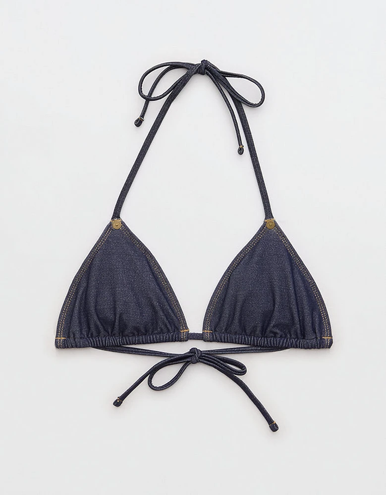 Aerie Denim String Triangle Bikini Top