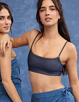 AE x Aerie Match Made Denim Straight Scoop Bikini Top