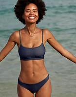 AE x Aerie Match Made Denim Straight Scoop Bikini Top