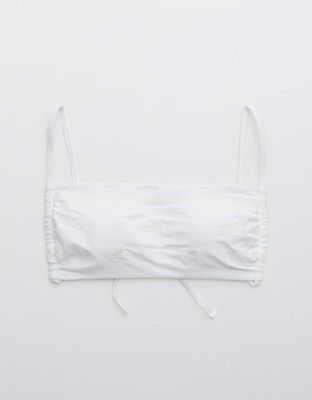 Aerie Embroidered Ruched Bandeau Bikini Top