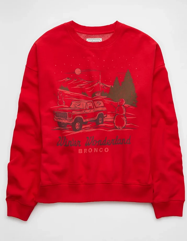 AE Holiday Bronco Graphic Relaxed Crew Neck Sweatshirt