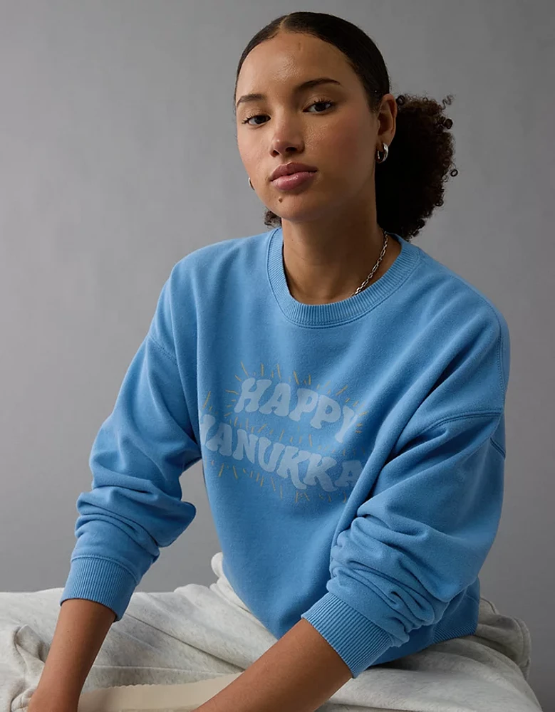 AE Hanukkah Graphic Relaxed Crew Neck Sweatshirt