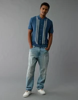 Chemise polo en tricot rayé boutonné Fin de semaine AE