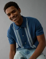 Chemise polo en tricot rayé boutonné Fin de semaine AE