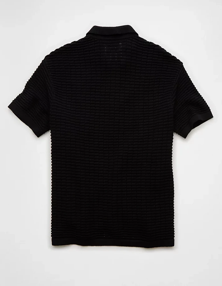 Chemise polo en tricot boutonnée et texturée Fin de semaine AE