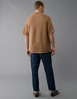 AE Weekend Textured Button-Up Sweater Polo Shirt