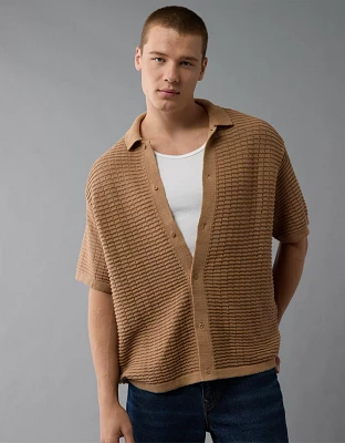 Chemise polo en tricot boutonnée et texturée Fin de semaine AE
