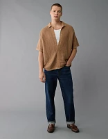 AE Textured Button-Up Sweater Polo Shirt