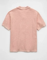 AE Weekend Jacquard Button-Up Sweater Polo Shirt