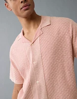 AE Weekend Jacquard Button-Up Sweater Polo Shirt