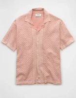 AE Weekend Jacquard Button-Up Sweater Polo Shirt