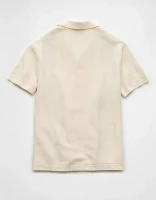 AE Weekend Striped Button-Up Sweater Polo Shirt