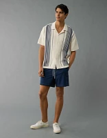 AE Weekend Striped Button-Up Sweater Polo Shirt