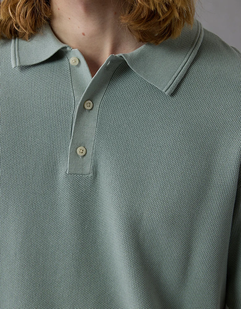 AE Weekend Washed Sweater Polo Shirt